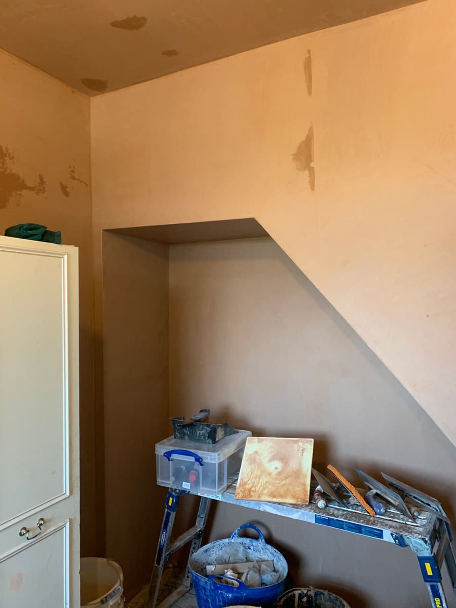 Plastering preparation in an Oldham home